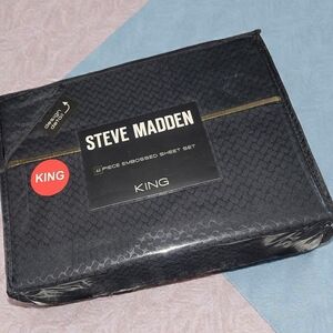 Steve Madden Black Embossed King Sheet Set